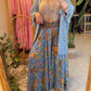 Blue Paisley Satin Embroidered Skirt Pants