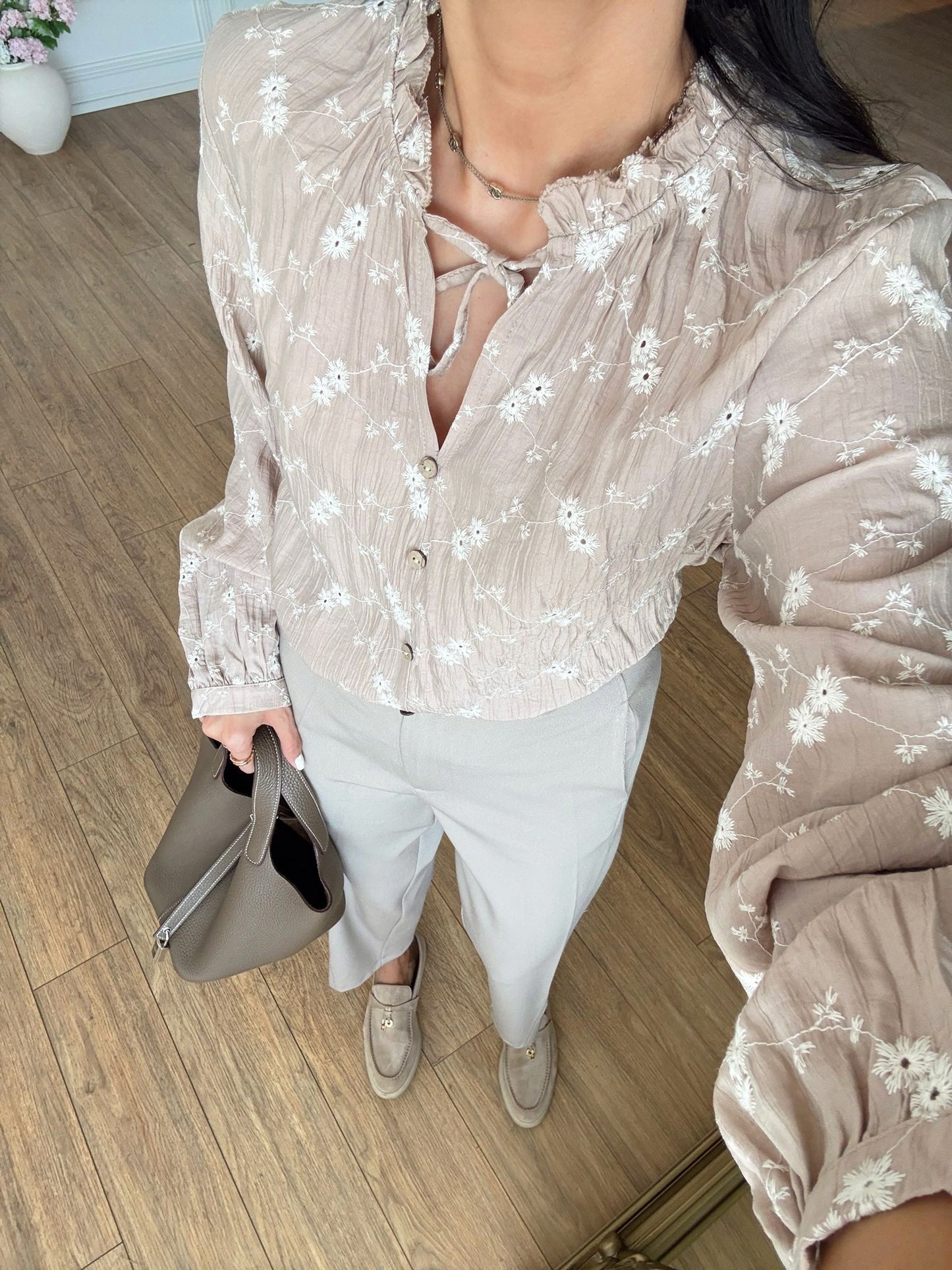 Cafe Cut Out Embroidered Blouse