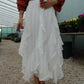 White Asymmetrical Ruffles Chiffon Skirt