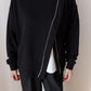 Black Melton Sweatshirt With Side Slit