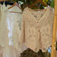 Beige Crochet Top With Buttons