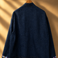 Dark Blue Floral Embroidered Denim Belted Jacket