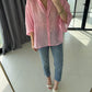Pink Oversized 3/4 Sleeve Shirt