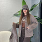 Cafe Wool Jacket With Pockets & Detachable Scarf