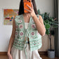 Mint Green Floral Embroidered Vest