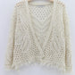 Off White Crochet Cardigan With Fringes