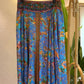 Blue Paisley Satin Embroidered Skirt Pants