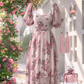 Pink Vintage Chiffon Purfy Sleeves Dress