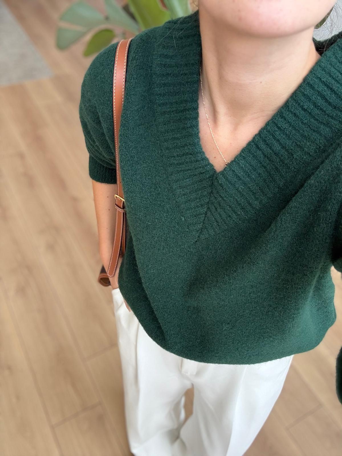 Teal Green V Neck Pullover