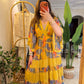 Orange Parrot Chiffon Ruffle Dress With Elastic Waist