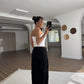 Black Crinkled Cotton Inlined Skirt