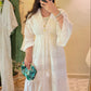 White Cut Out Maxi Dress With Bell Sleeves