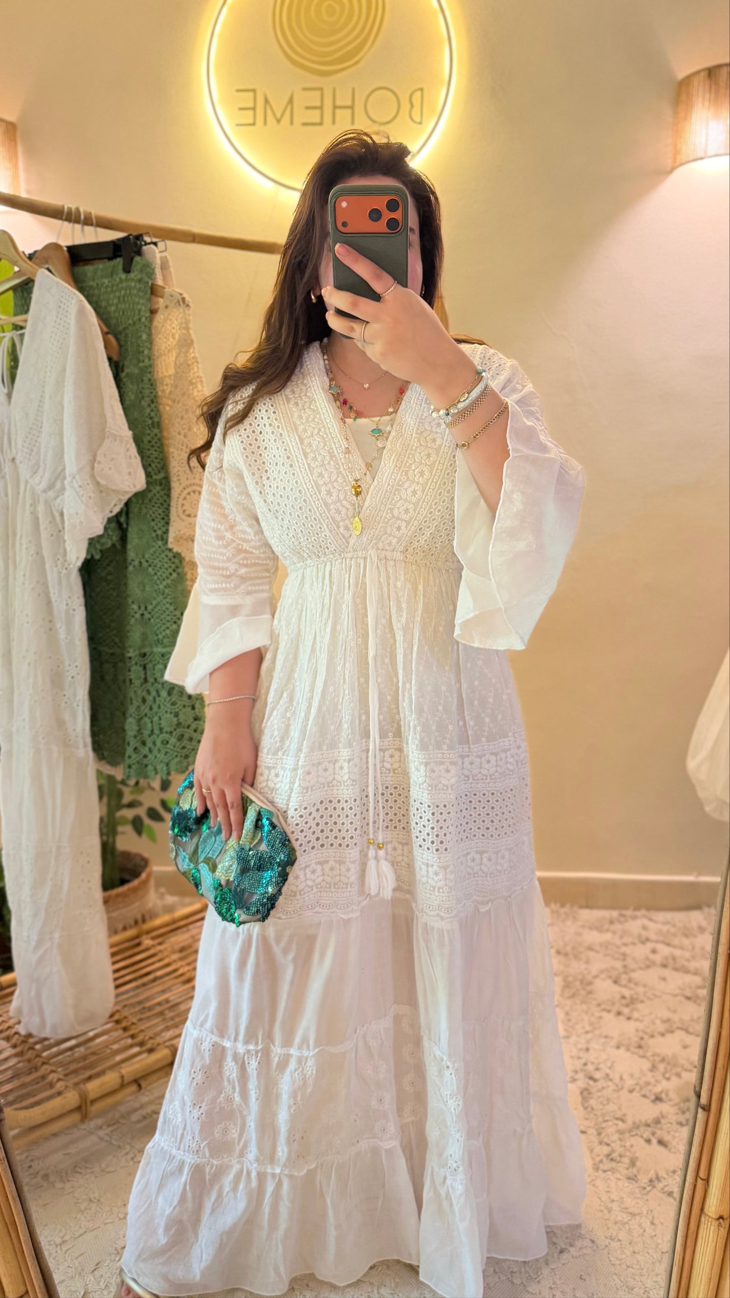 White Cut Out Maxi Dress With Bell Sleeves