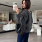 Grey Boat Neck Heavy Pullover