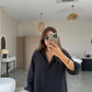 Basic Oversized Cotton Black Shirt