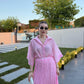 Pink Oversized 3/4 Sleeve Shirt