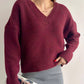 Burgundy V Neck Pullover