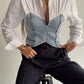 Denim Corset X White Shirt
