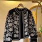 Black X Beige Embroidered Floral Jacket