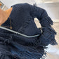 The Boho Fringe Navy Pullover