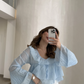 Baby Blue Ruffle Blouse