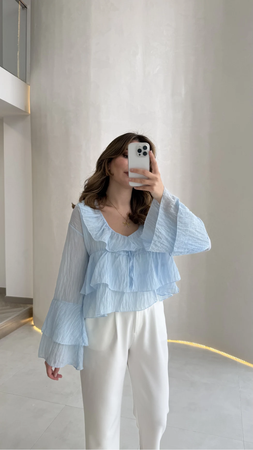 Baby Blue Ruffle Blouse