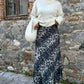 Leopard A Line Satin Skirt