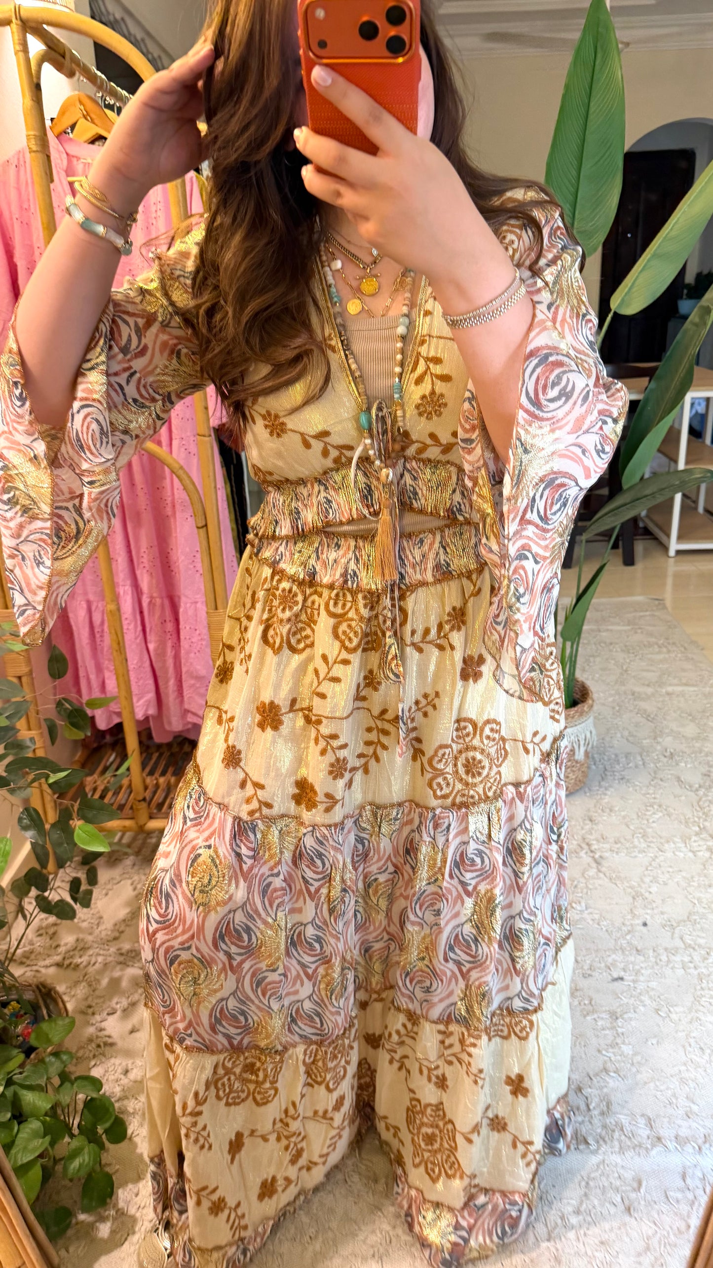 Boho Indian Embroidered Skirt Set
