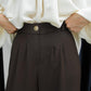 Brown Classic Pants With Golden Button