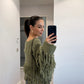 The Boho Fringe Olive Pullover