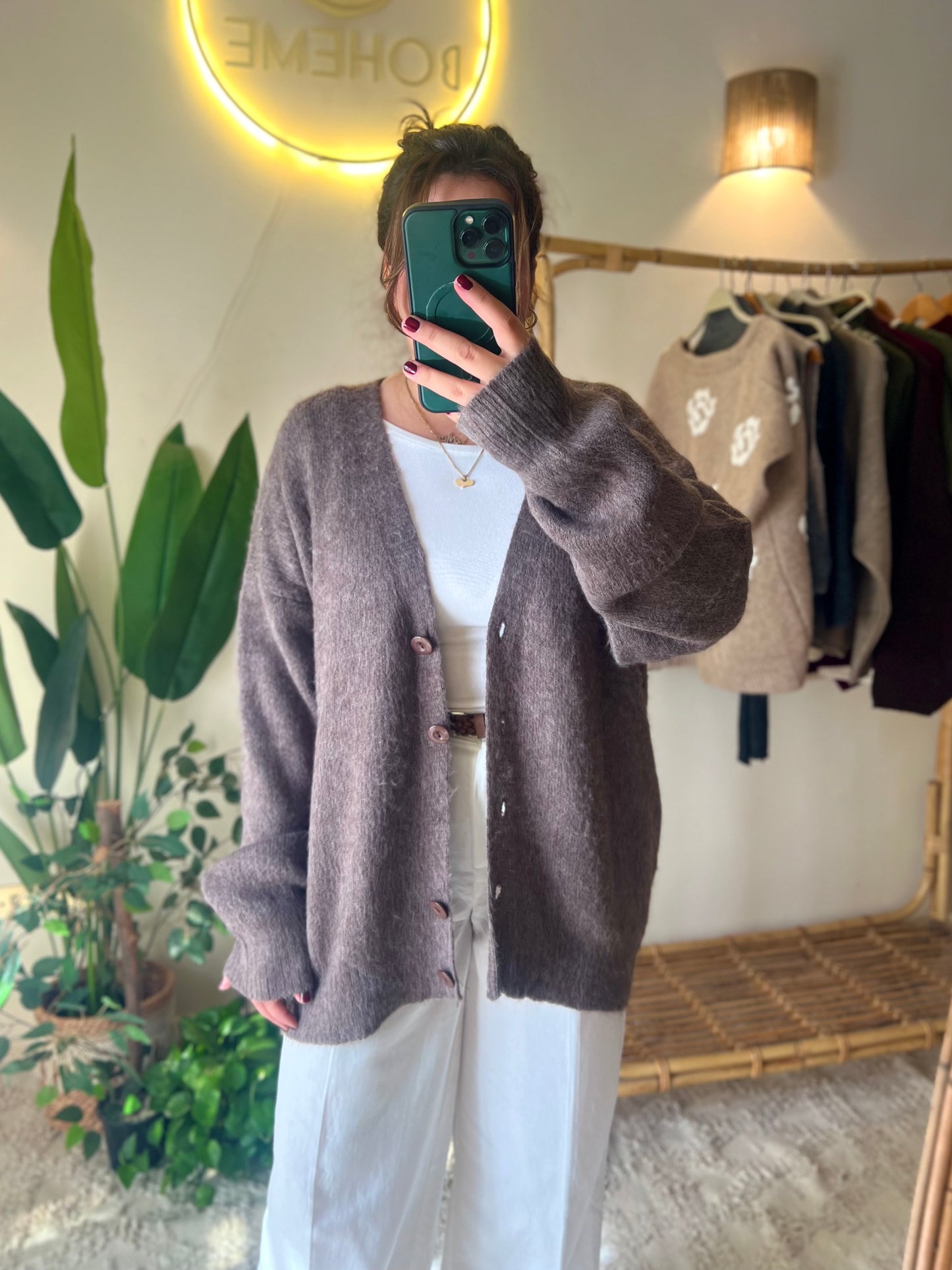 Cafe Mohair Cardigan With Buttons