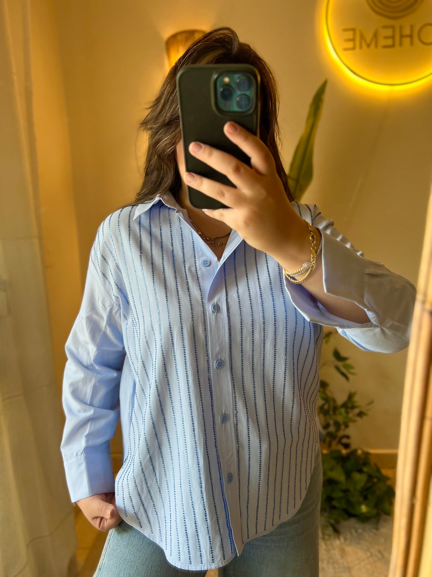 The Glam Blue Stone Embellished Shirt