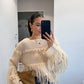 The Boho Fringe Cream Pullover