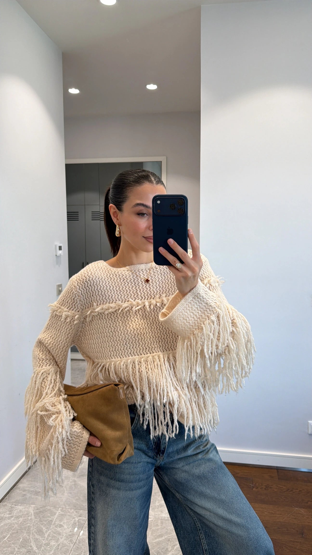 The Boho Fringe Cream Pullover