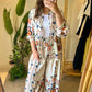 Floral White Red Oversized Shirt Set