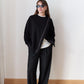 Black Melton Sweatshirt With Side Slit