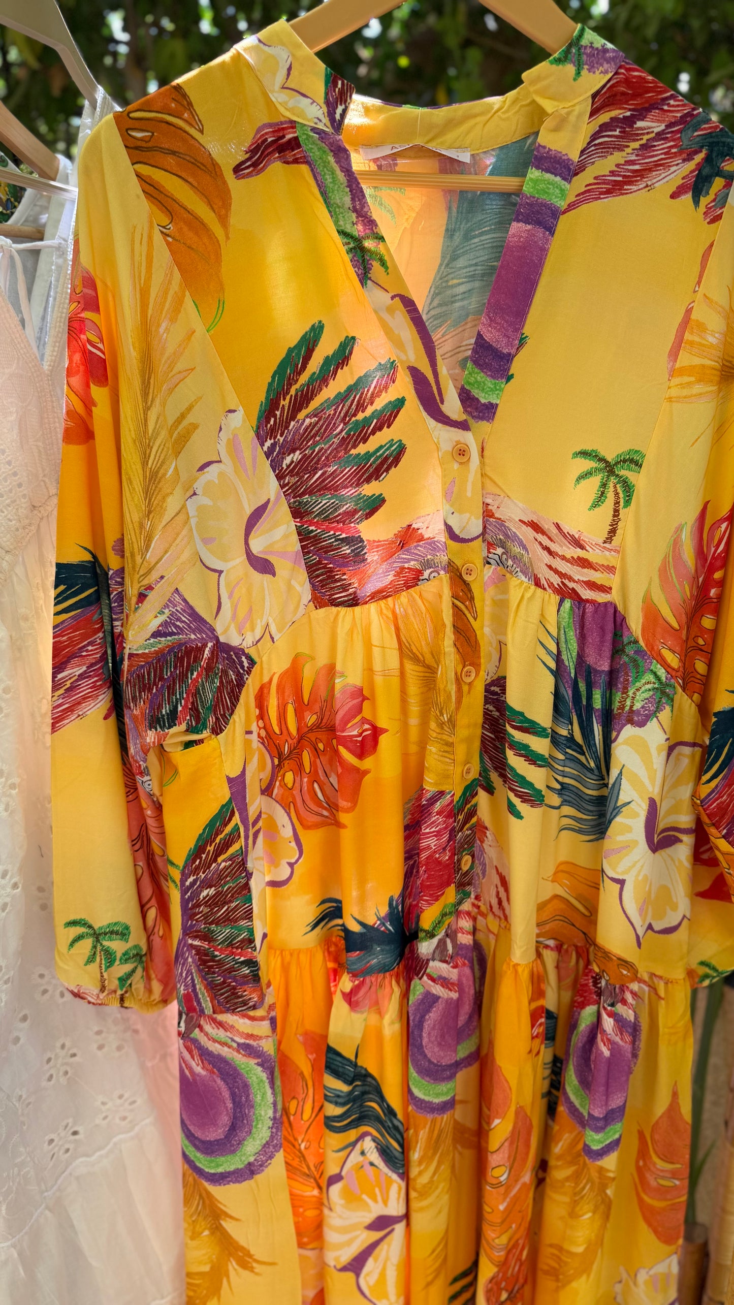 The Tropical Yellow Cotton Dress