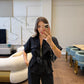 Black zipped Belted Top