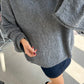 Grey Round Neck Stitch Pullover