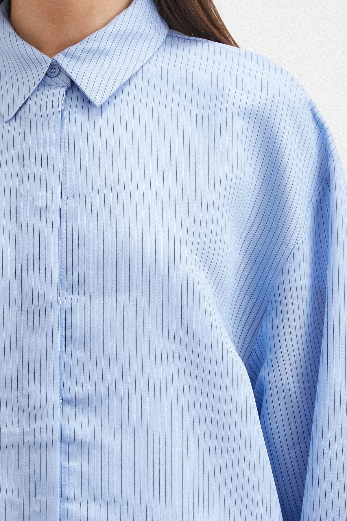 Striped Blue Basic Oversized Shirt