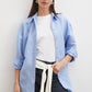 Striped Blue Basic Oversized Shirt