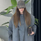Grey Wool Jacket With Pockets & Detachable Scarf