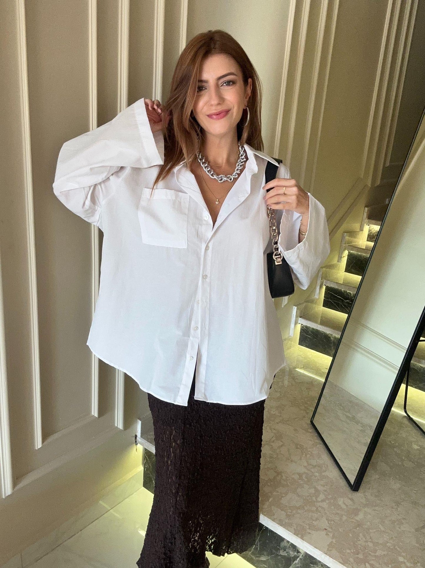 White Bell Sleeves Oversized Shirt