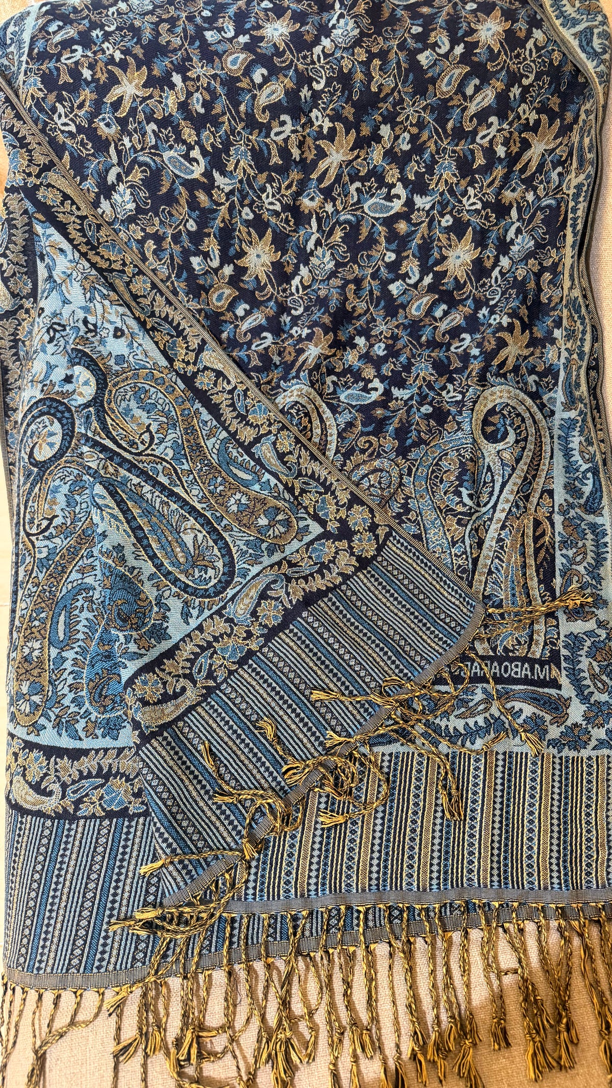 Shades of Blue Cotton Double-Face Pashmina