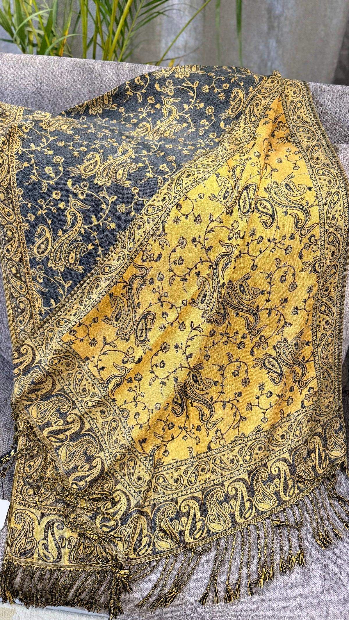 Grey Cotton Double-Face Pashmina