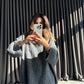 Grey Round Neck Stitch Pullover