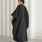 Black Jacquard Kaftan With Burgundy & Gold Embroidery