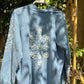 Light Blue Denim Embroidered Floral Kimono