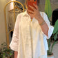 White Floral Embroidered Cotton Shirt