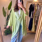 Italian Draped Collar Pistachio Cardigan Top With Pockets